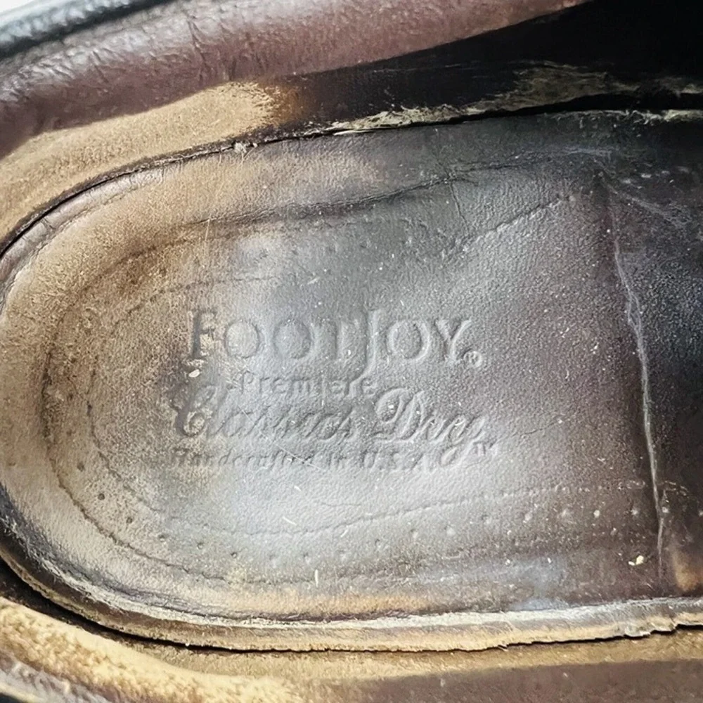 FootJoy Premiere Classics Dry Black w/ Brown Lizard Golf Shoes Mens Size 10 C‎